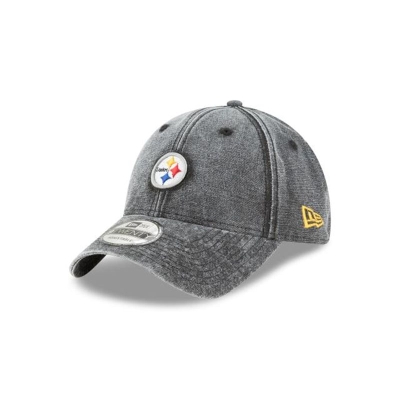 Black Pittsburgh Steelers Hat - New Era NFL Team Loyal 9TWENTY Adjustable Caps USA6473805